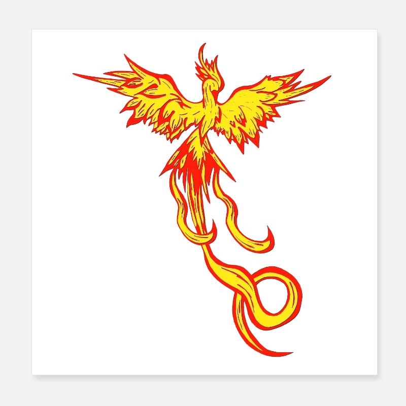 Feuervogel, fliegendes feuerwesen seite Poster 20x20 cm