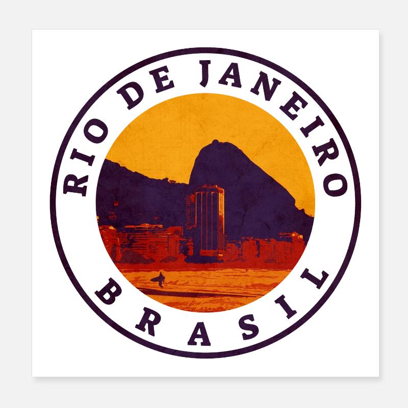 Rio de Janeiro Retro Stempel - Poster 20x20 cm - Weiß