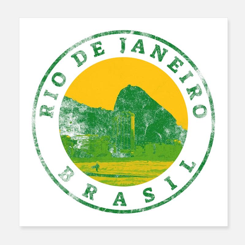 Rio de Janeiro Emblem: Beach & Mountains Poster 8" x 8" (20x20 cm)