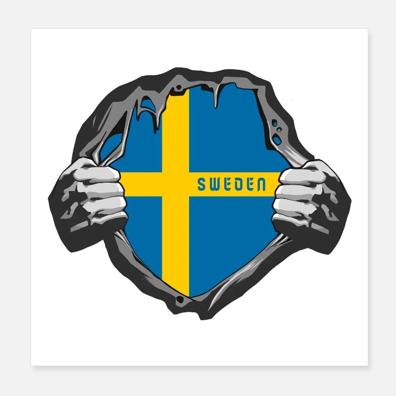 Drapeaux de la Suède Poster 20 x 20 cm