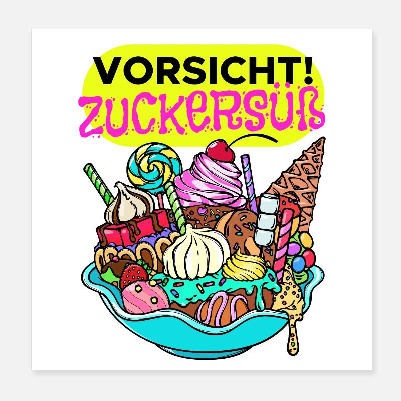 Naschkatzen Konditor Cupcake Statement Süßigkeiten Poster 20x20 cm