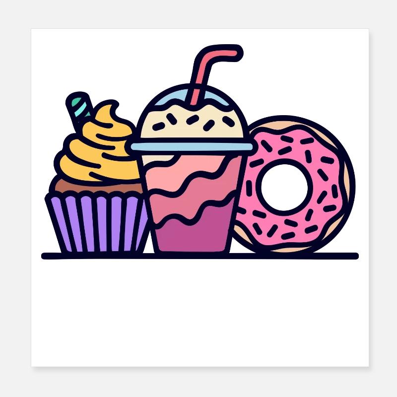 Bonbons Cupcake Donut Snack dent sucrée Poster 20 x 20 cm