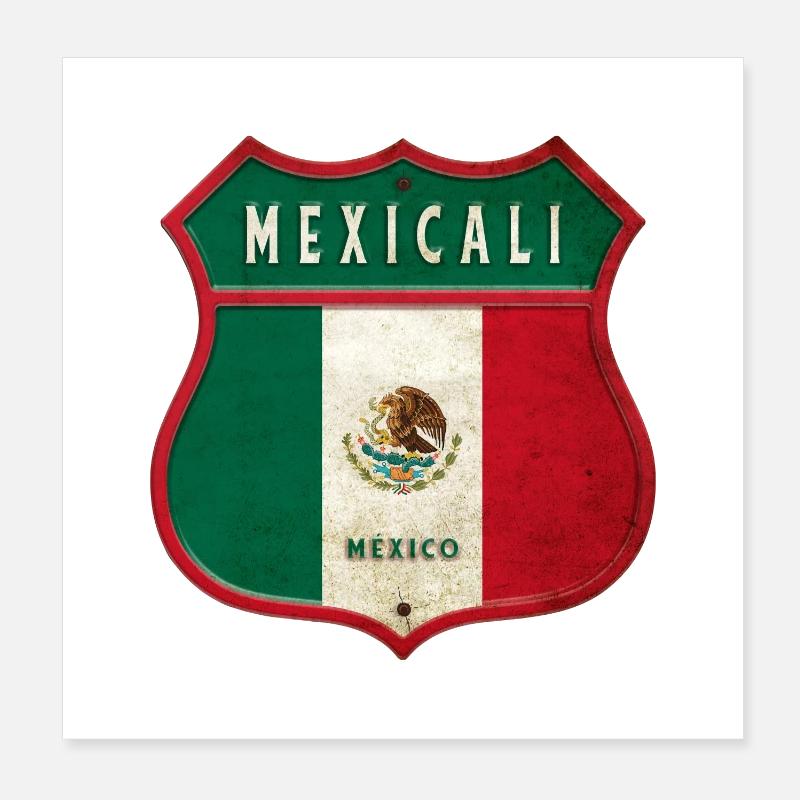 Mexicali Mexiko Wappen Design - Poster 20x20 cm - Weiß