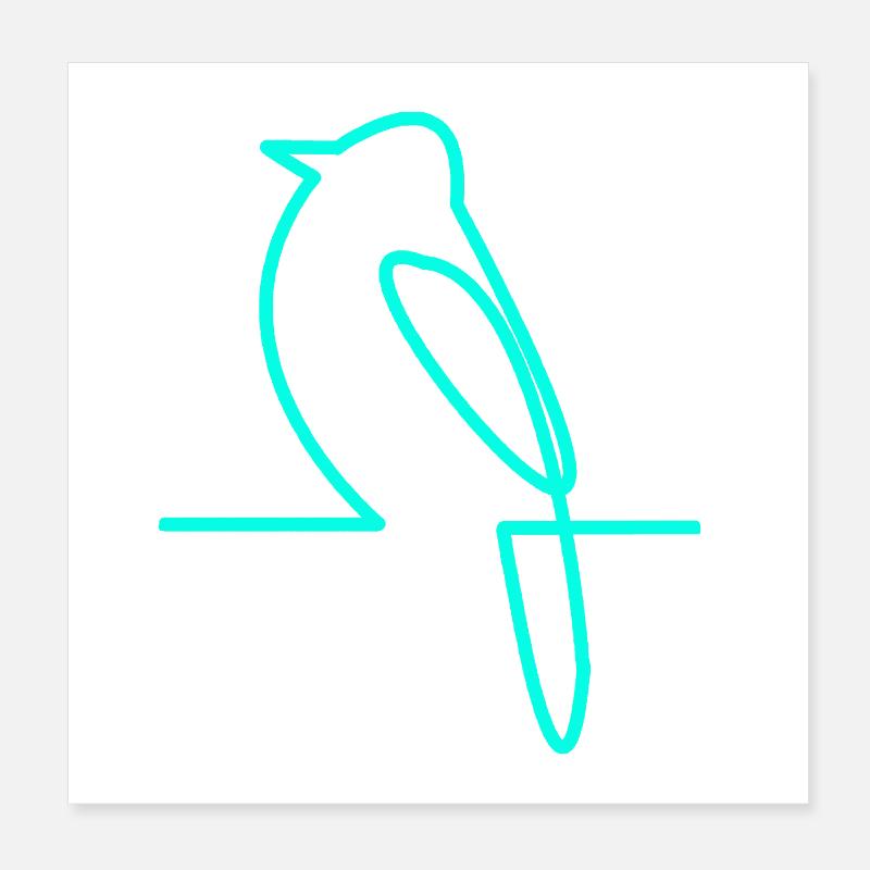 Neonvogel am Ast Poster 20x20 cm