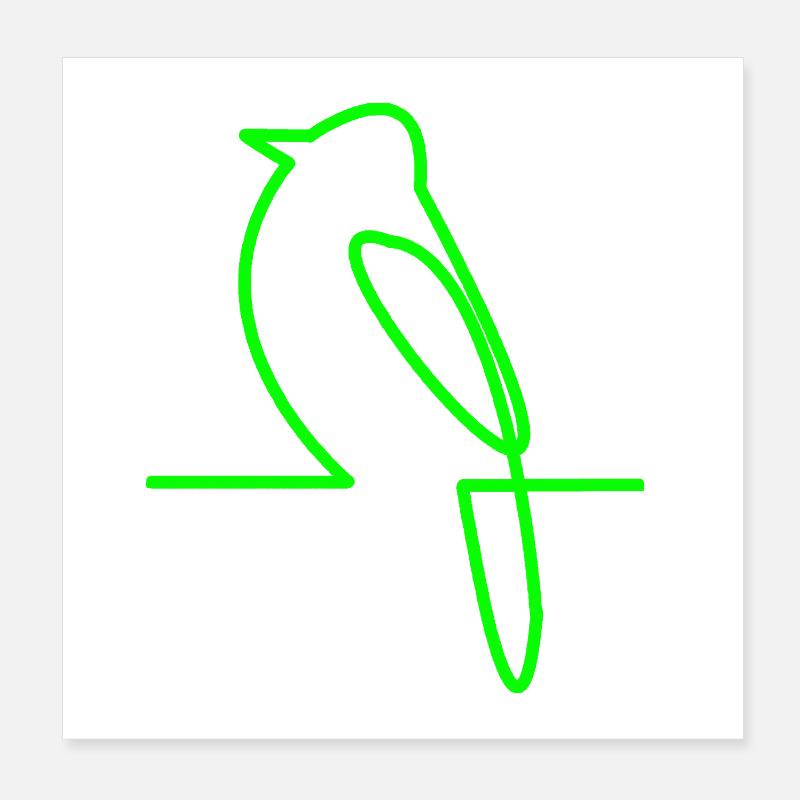 Glowing Bird Line Art Poster 8" x 8" (20x20 cm)