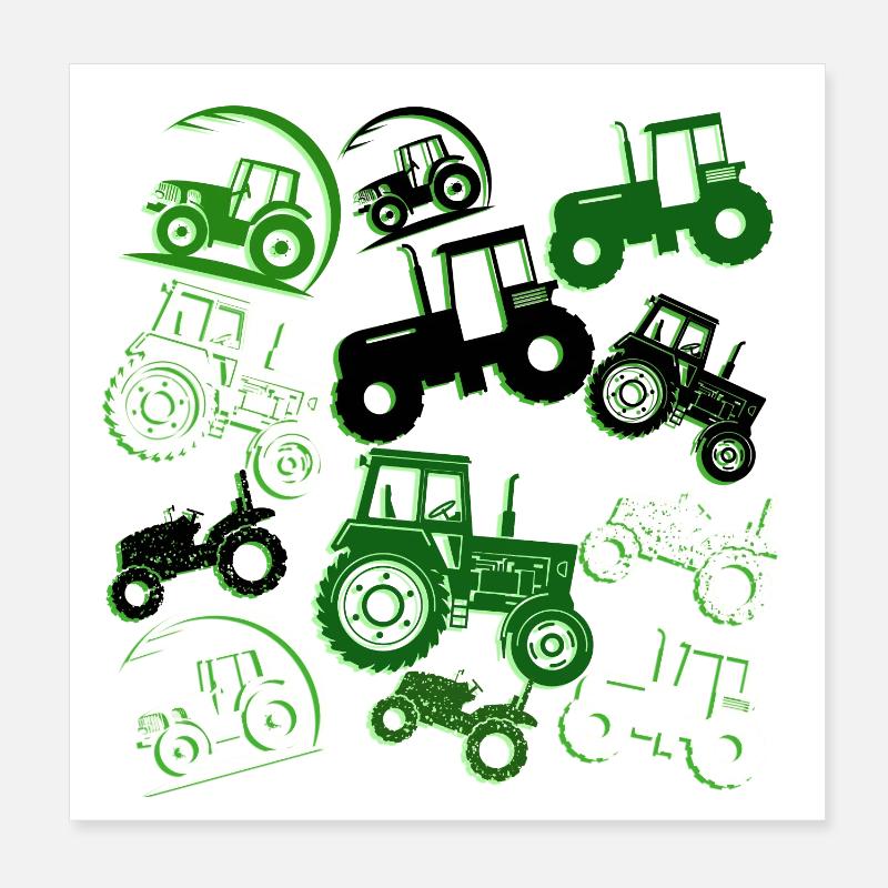 tas de tracteurs Poster 20 x 20 cm