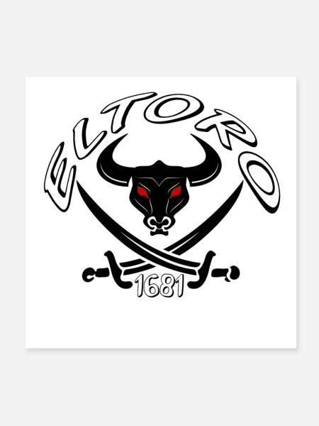 Dark bull's head with red eyes - Poster 8" x 8" (20x20 cm) - white - Front