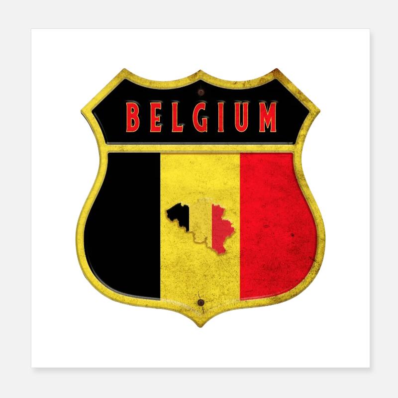 Belgien Wappen Flaggen Design - Poster 20x20 cm - Weiß