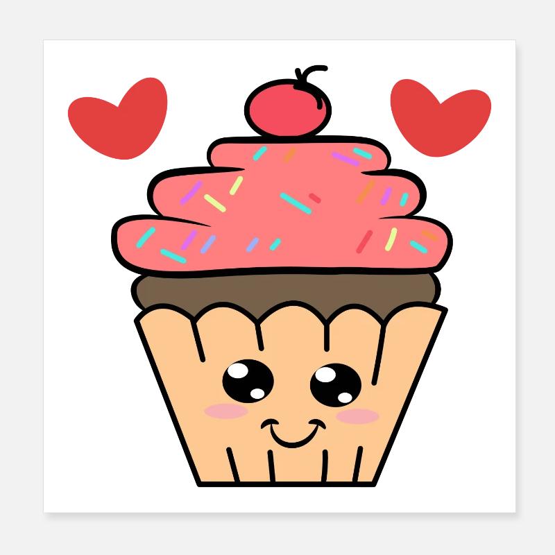Snacking Cupcake Delicious Heart Sweets Calories Poster 8" x 8" (20x20 cm)