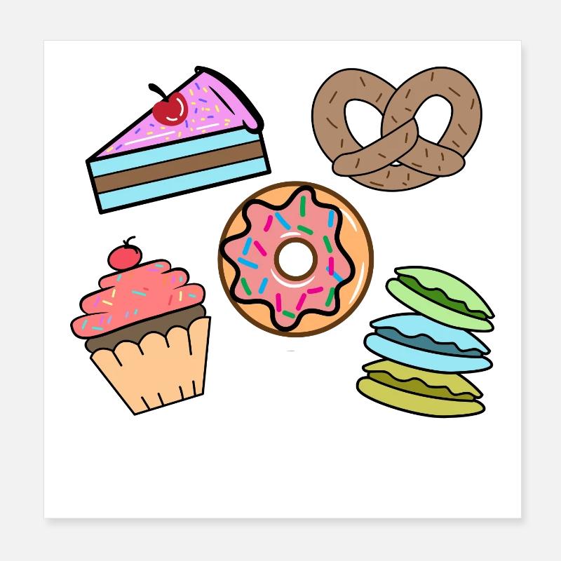 Sweets Snack Cupcake Donut Cake Baking Poster 8" x 8" (20x20 cm)