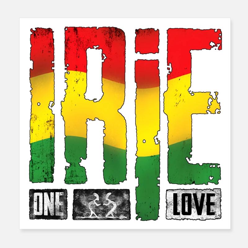 Vibrantes Reggae-Design mit Regenbogenfarben Poster 20x20 cm