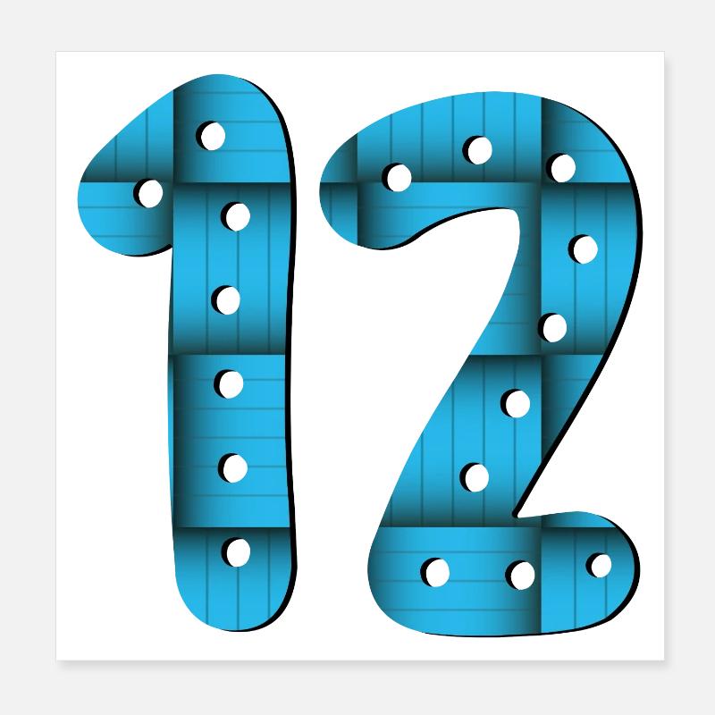 12e anniversaire - Numéro 12 - DOUZE - DOUZE ANS Poster 20 x 20 cm