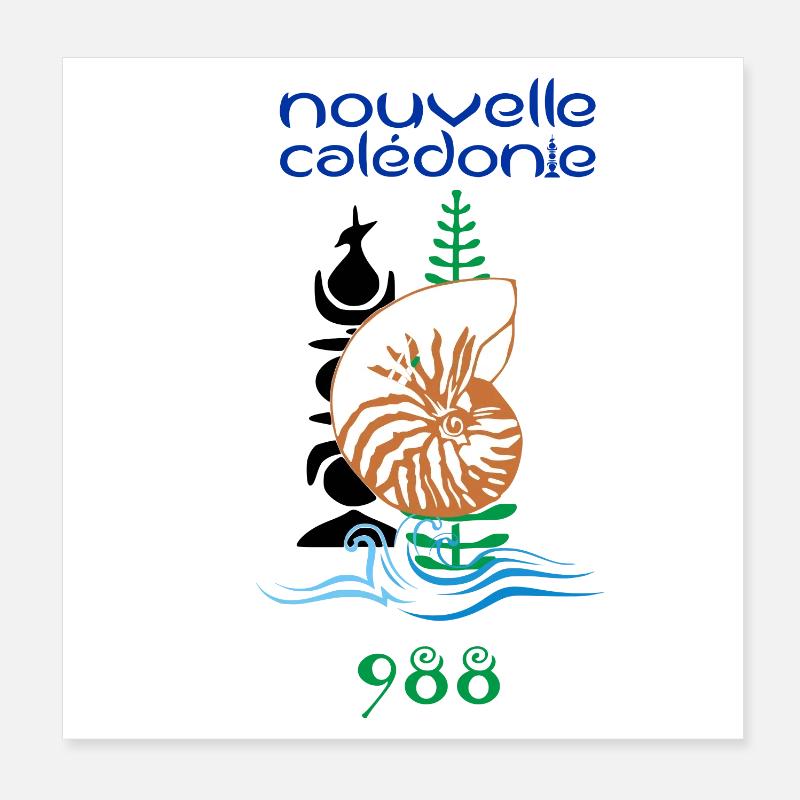 Nouvelle Calédonie - Poster 20 x 20 cm - blanc
