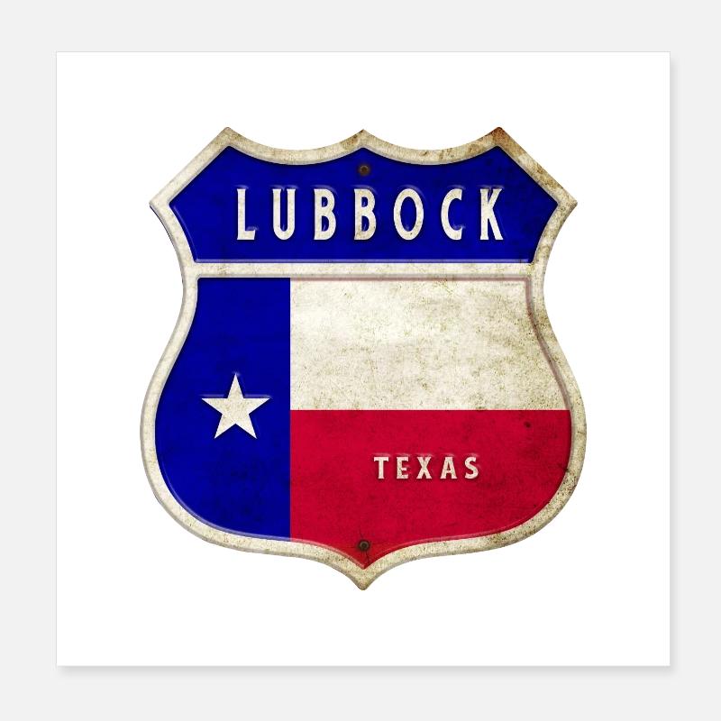 Drapeaux à écusson Lubbock Texas Poster 20 x 20 cm