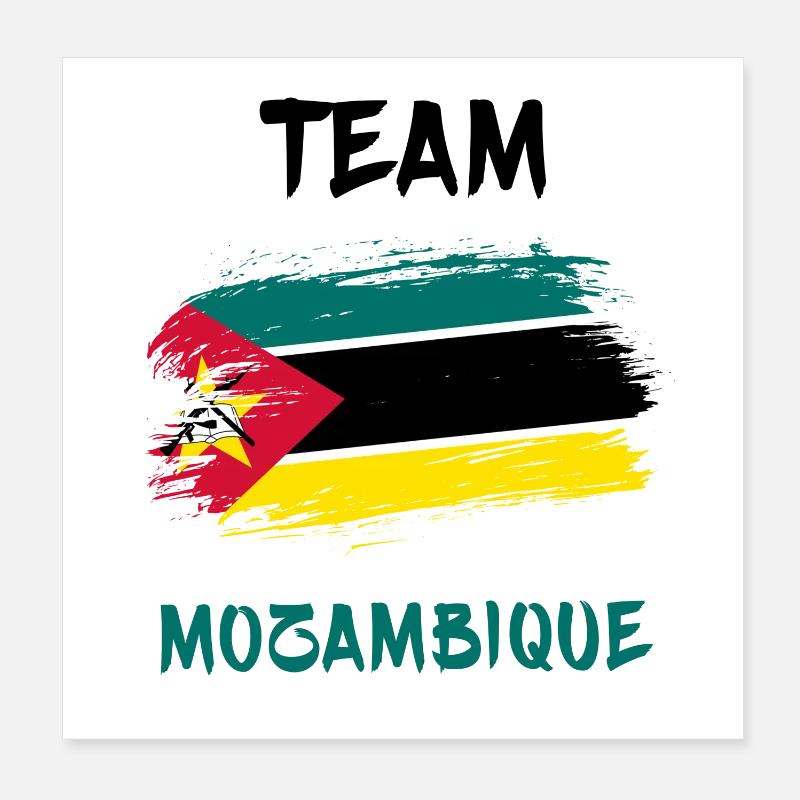 Team Mosambik Flaggen Design - Poster 20x20 cm - Weiß