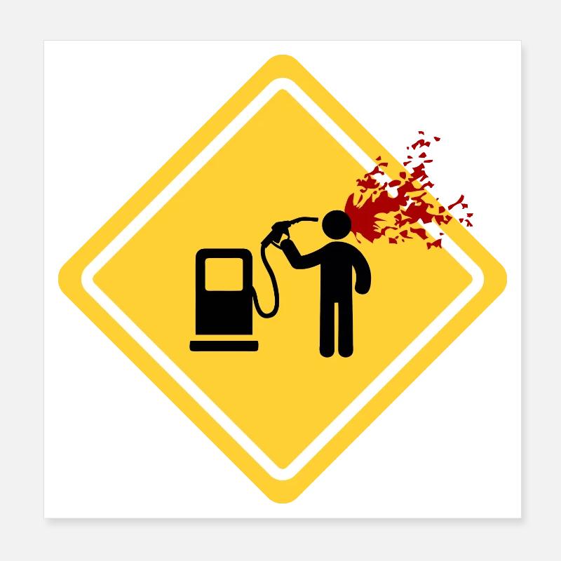 Danger: Station d’essence Poster 20 x 20 cm