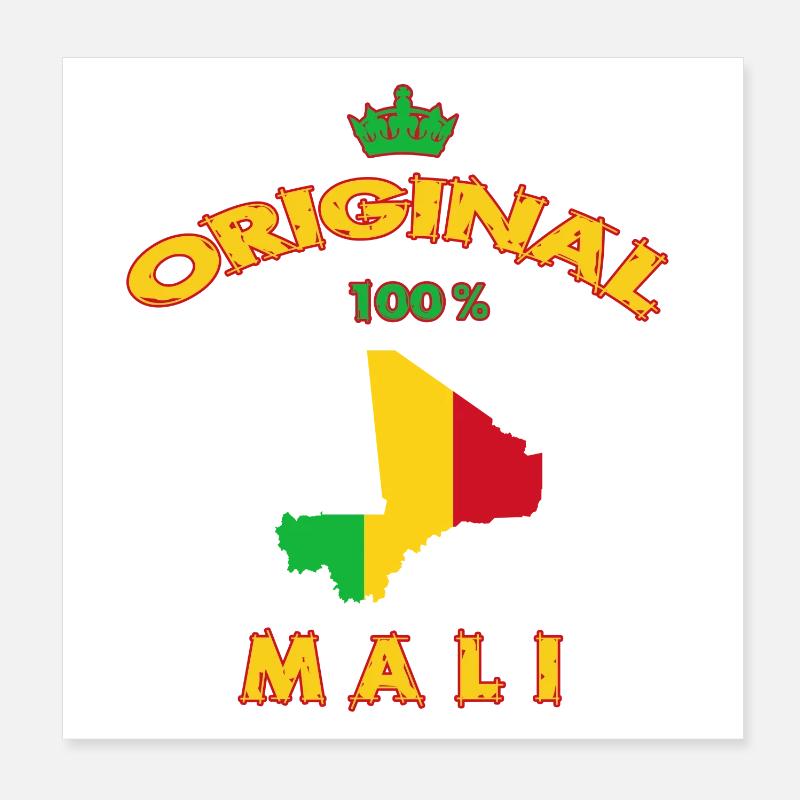Drapeau du Mali 100 % original Poster 20 x 20 cm