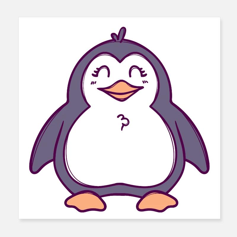 Süß Vogel Tier Pinguin Seevogel Zoo Poster 20x20 cm