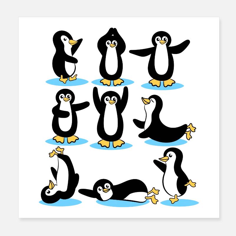 Cool Eislaufen Pinguin Arktis Eis Tier Vogel Poster 20x20 cm