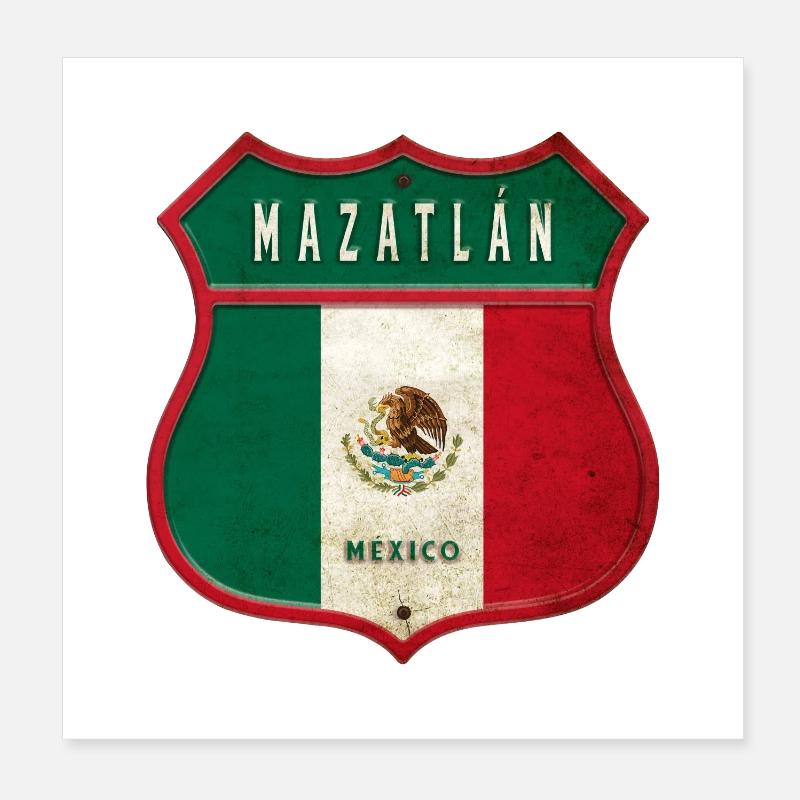Mazatlán Mexiko Wappen Design - Poster 20x20 cm - Weiß