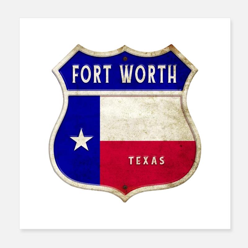 Fort Worth Texas Crest Flag Design Poster 8" x 8" (20x20 cm)