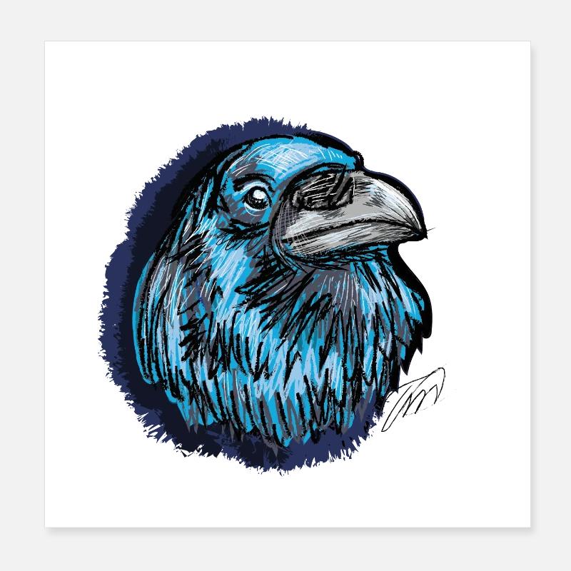 Der blaue Rabe, Tier Geschenke Poster 20x20 cm