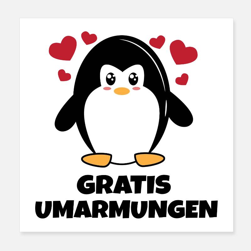 Süß Pinguin Herz Statement Tier Arktis Zoo Vogel Poster 20x20 cm
