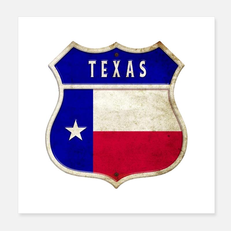 Texas Wappen Flaggen Design - Poster 20x20 cm - Weiß