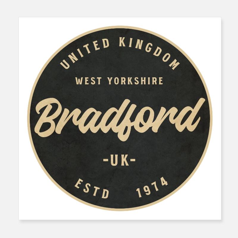 Bradford Vintage Circular Badge Poster 8" x 8" (20x20 cm)