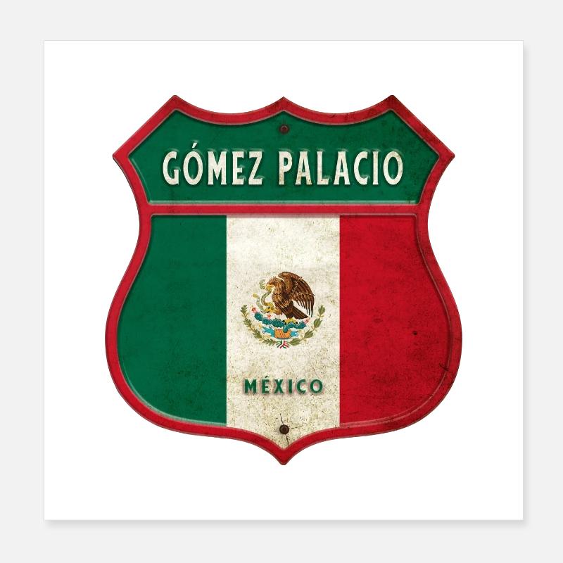 Gómez Palacio Mexiko Wappen Design - Poster 20x20 cm - Weiß