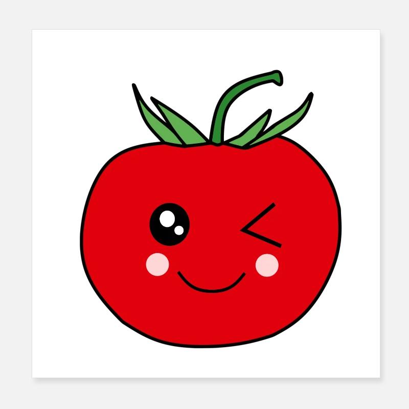 Visage de tomate pour les amateurs de nourriture Poster 20 x 20 cm
