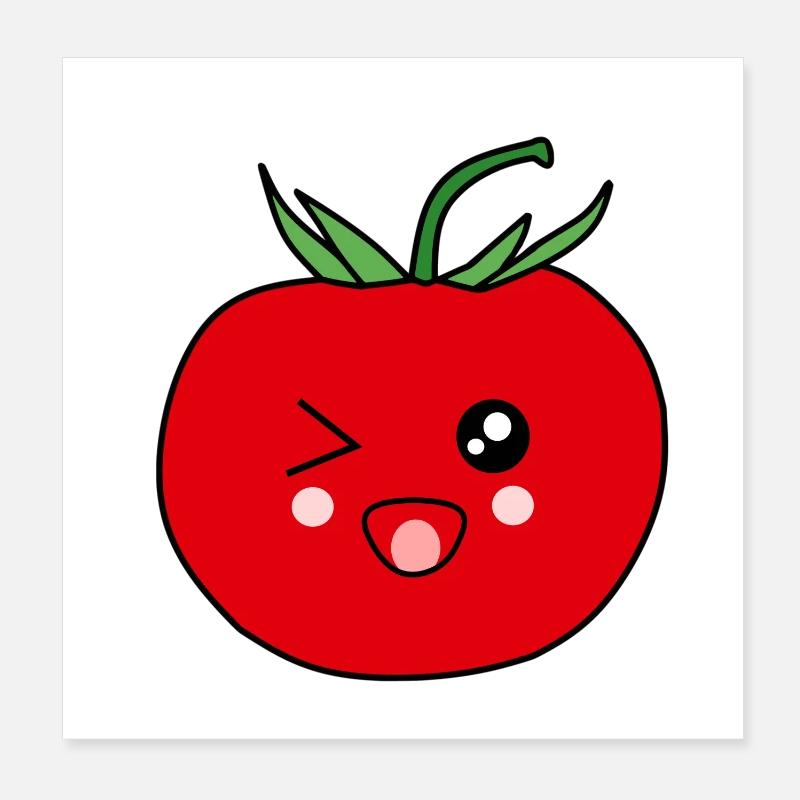 Tomate drôle avec un visage heureux Poster 20 x 20 cm