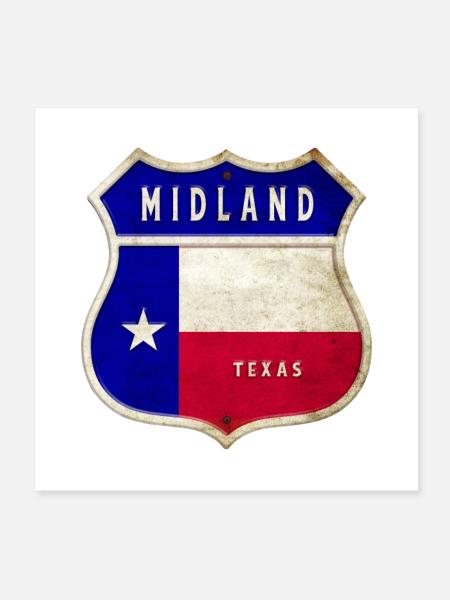 Design du drapeau Midland Texas - Poster 20 x 20 cm - blanc - Devant