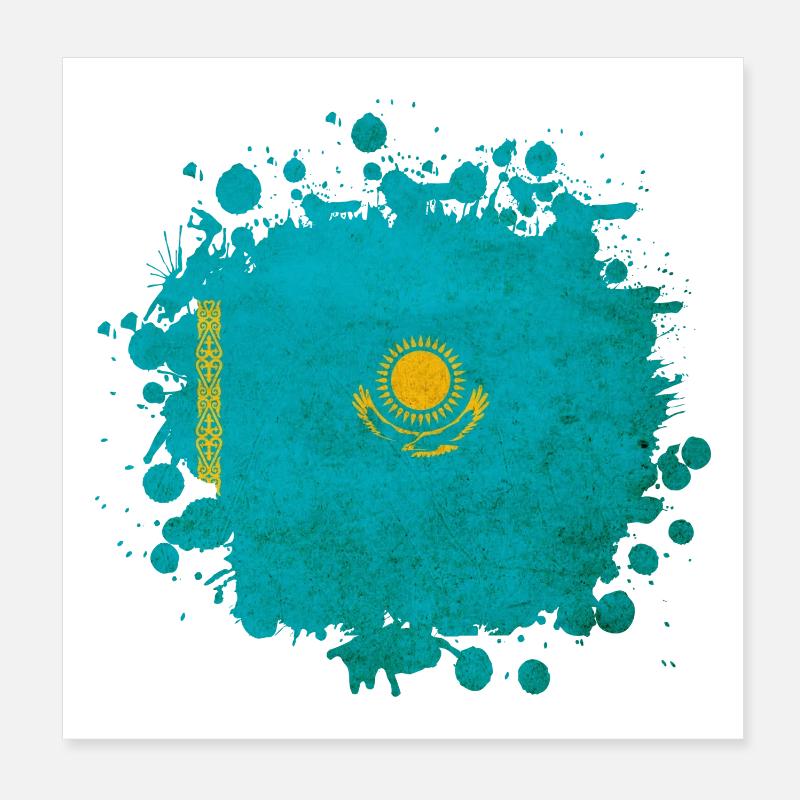 Drapeau vintage du Kazakhstan Poster 20 x 20 cm
