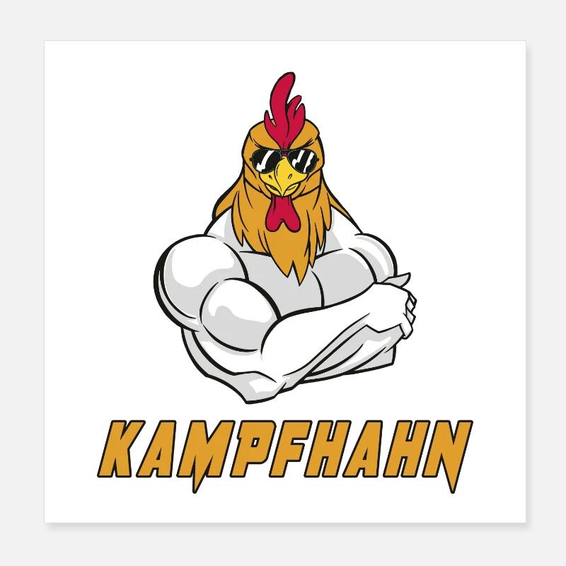 Kampfhahn Design - Poster 20x20 cm - Weiß