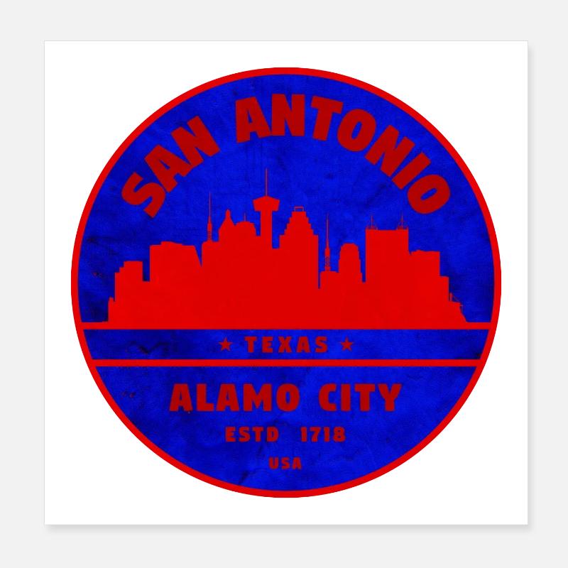 Insigne rétro de la Skyline de San Antonio Poster 20 x 20 cm