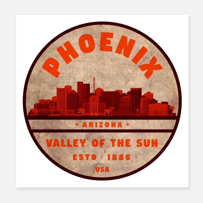 Phoenix Skyline Retro Abzeichen Poster 20x20 cm