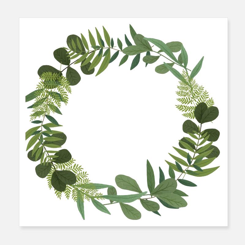 Couronne verte de feuilles Poster 20 x 20 cm