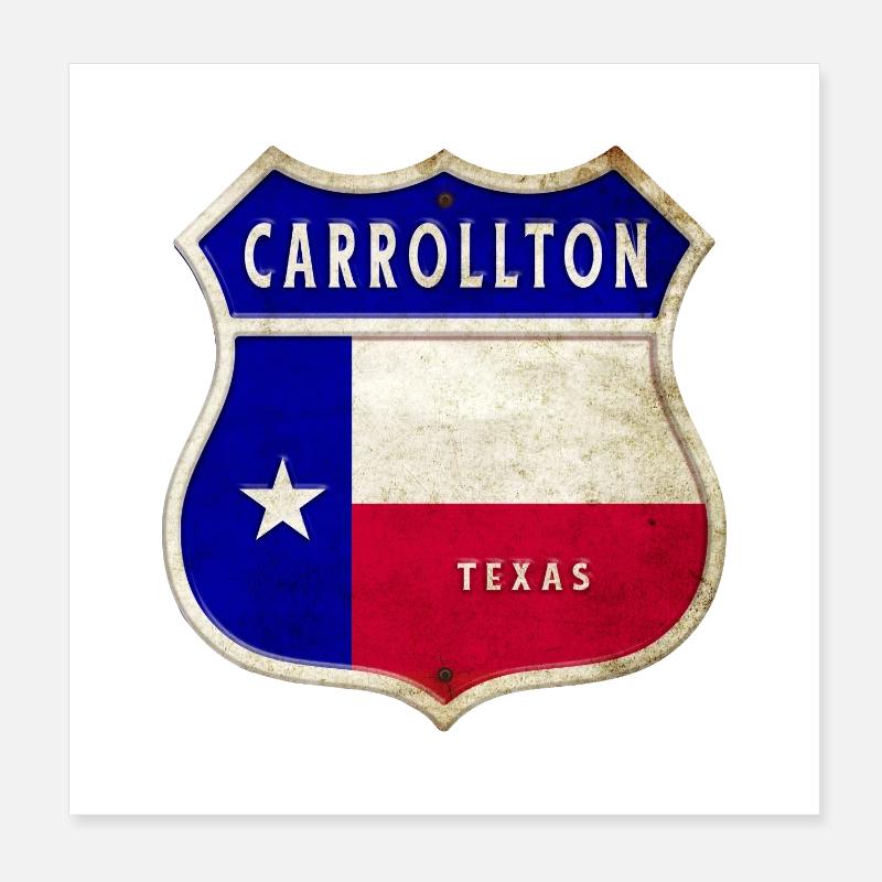 Carrollton Texas Crest Flag Design Poster 8" x 8" (20x20 cm)