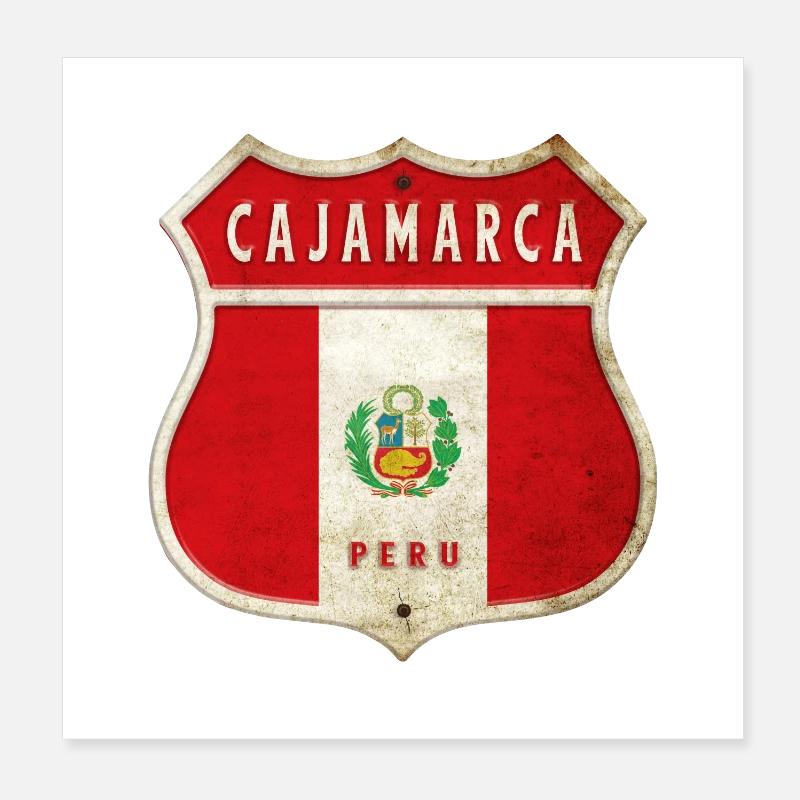 Cajamarca Peru Wappen Flaggen Design Poster 20x20 cm
