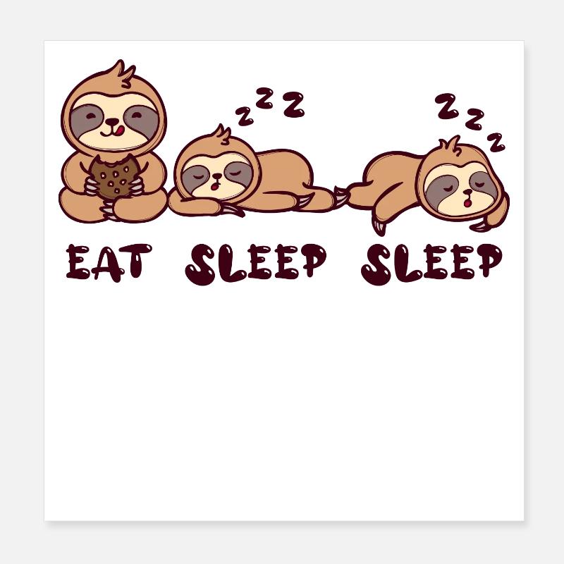 Cool Chill Sloth Relax Statement Mammal Poster 8" x 8" (20x20 cm)