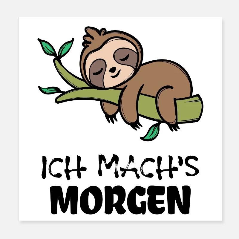 Sloth Sleeping Mammal Animal Statement Lazy Poster 8" x 8" (20x20 cm)