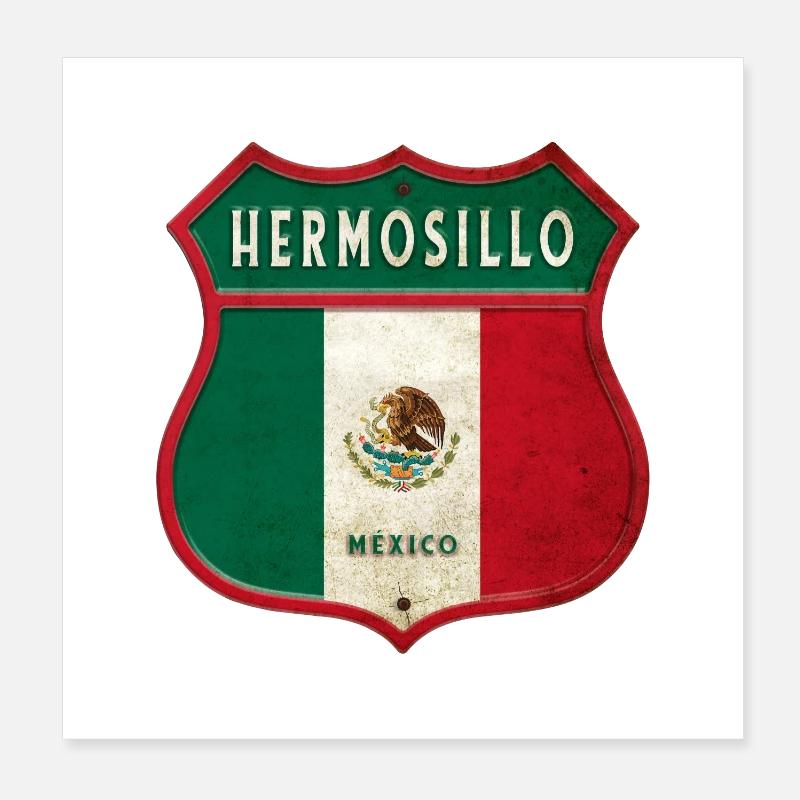 Hermosillo Mexiko Wappen Design - Poster 20x20 cm - Weiß