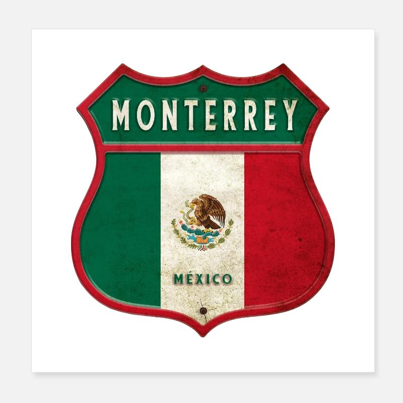 Monterrey Mexiko Wappen Design - Poster 20x20 cm - Weiß