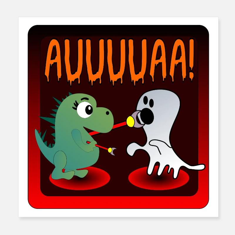 HALLOWEEN DINOSAURIER GEISTER Poster 20x20 cm