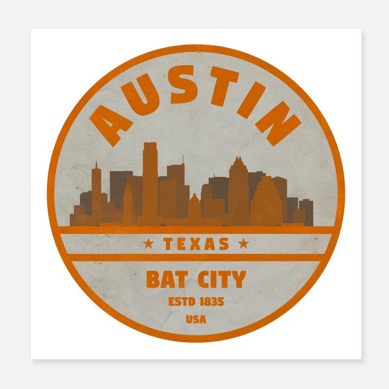 Vintage Austin Texas Poster 20 x 20 cm