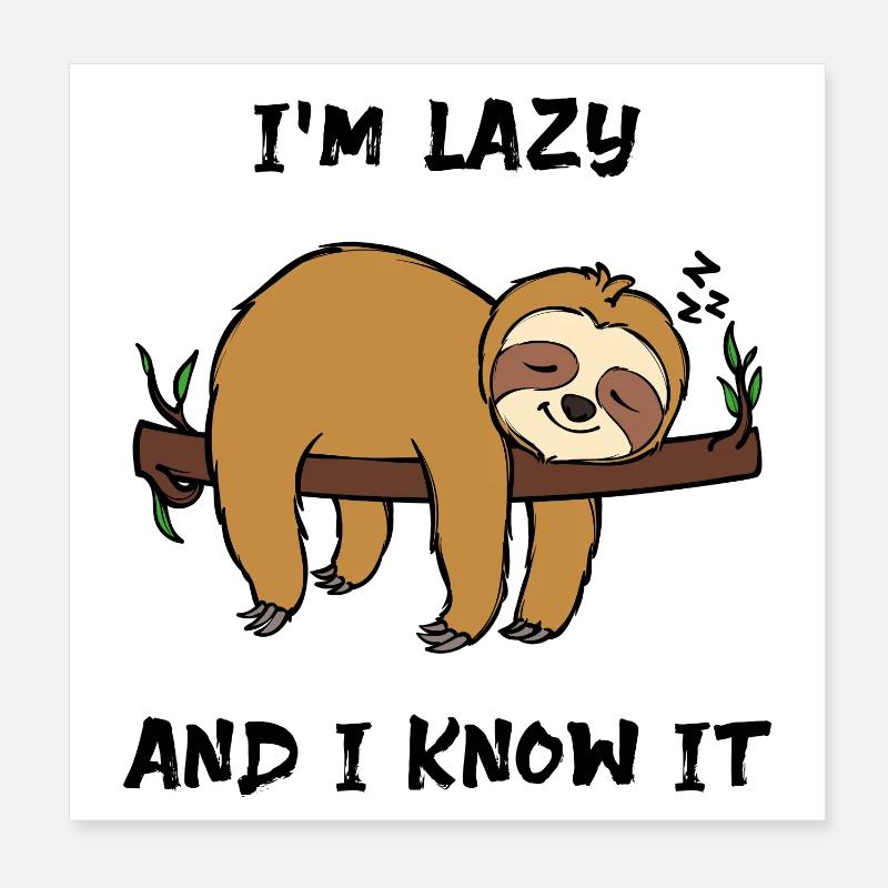 Sloth Lazy Animal Sleeping Statement Jungle Poster 20 x 20 cm