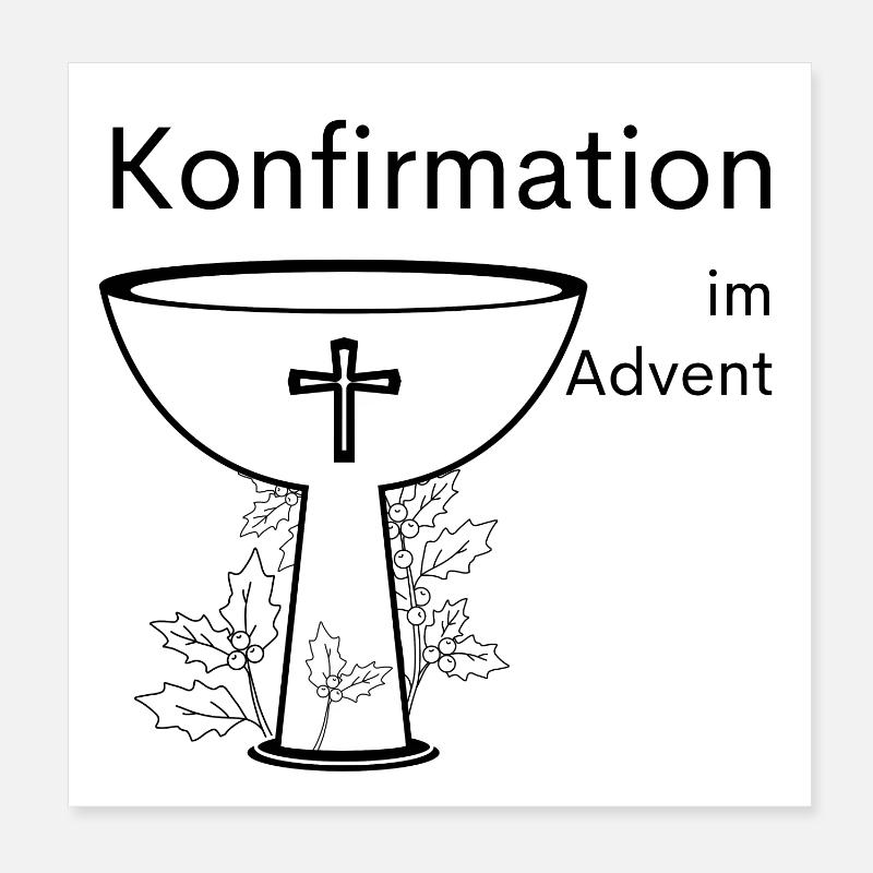 Konfirmation im Advent Abendmahl Stechpalme Symbol Poster 20x20 cm
