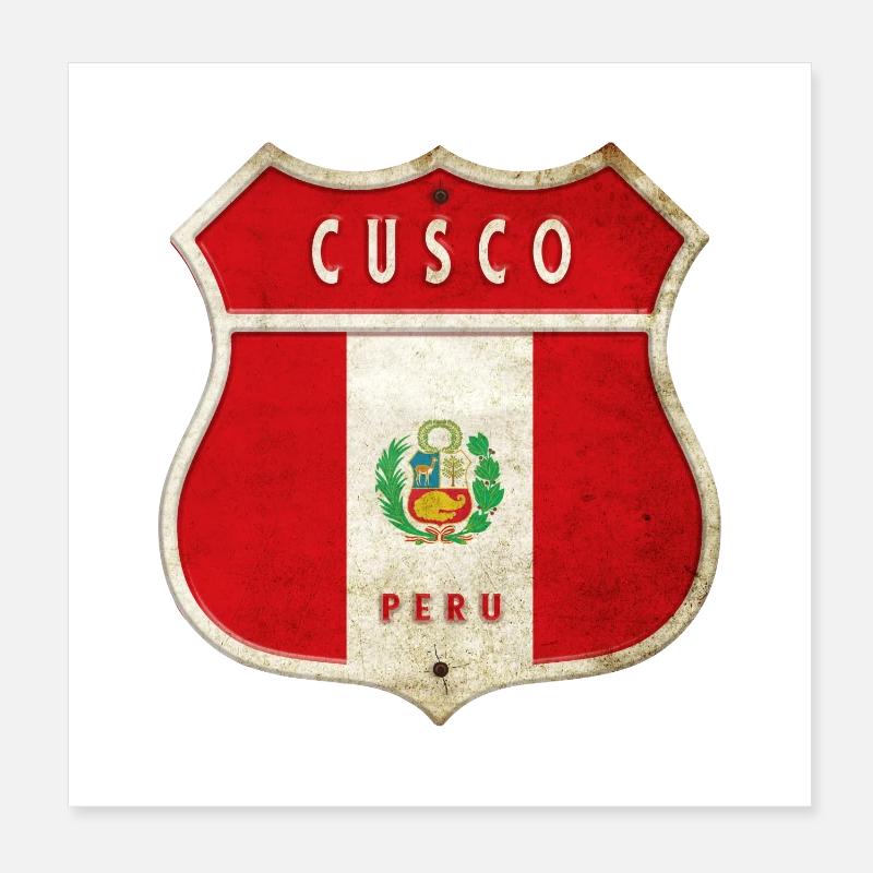 Cusco Peru coat of arms flag design Poster 8" x 8" (20x20 cm)