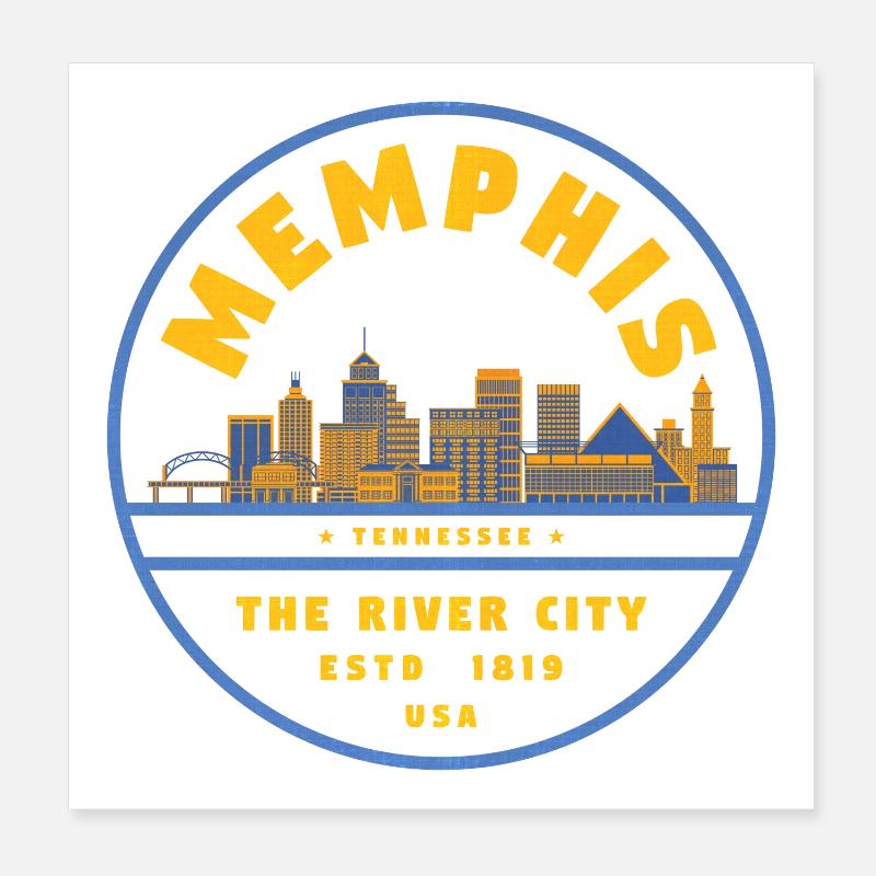 Memphis RiverCity Skyline Tee Poster 20x20 cm